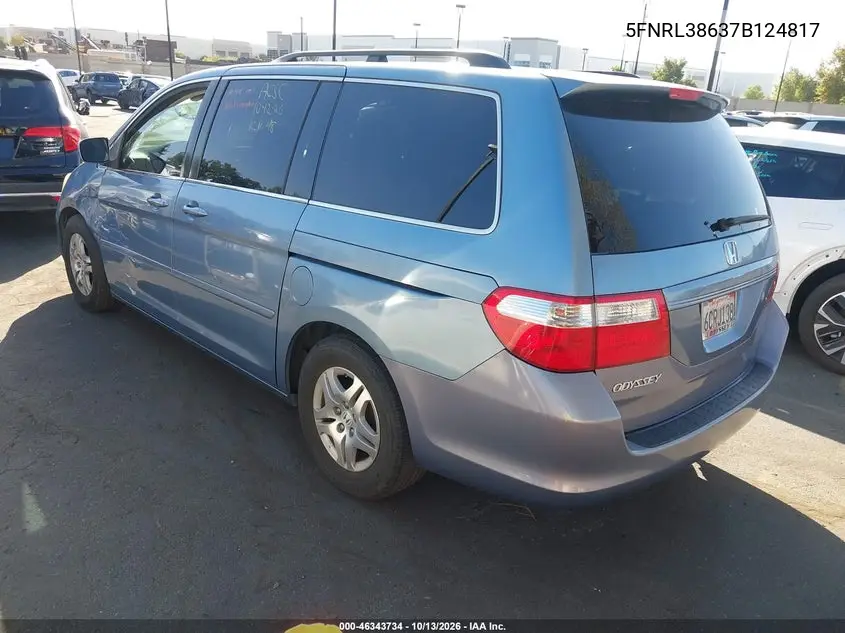 2007 HONDA ODYSSEY VIN 5FNRL38637B124817 — фото 3