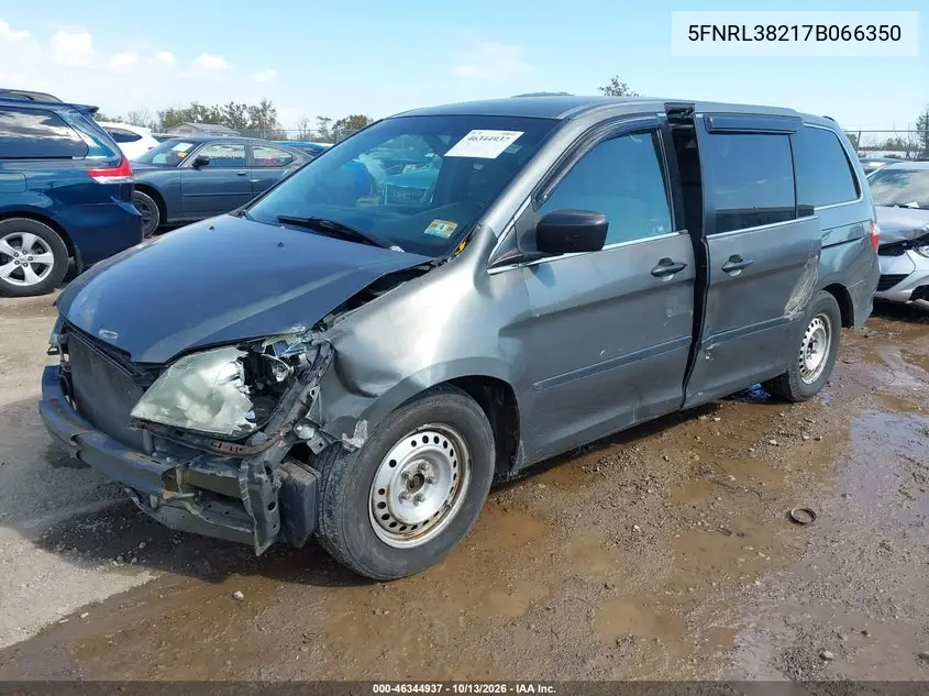 2007 HONDA ODYSSEY VIN 5FNRL38217B066350 — фото 2