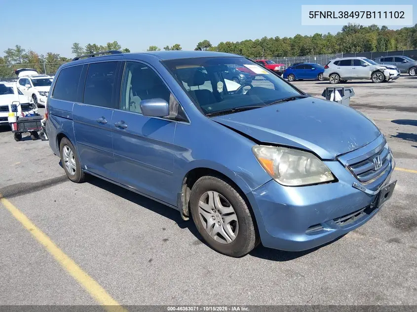 HONDA ODYSSEY 2007, VIN 5FNRL38497B111102
