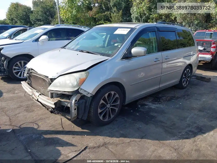 2007 HONDA ODYSSEY VIN 5FNRL38897B033732 — фото 2