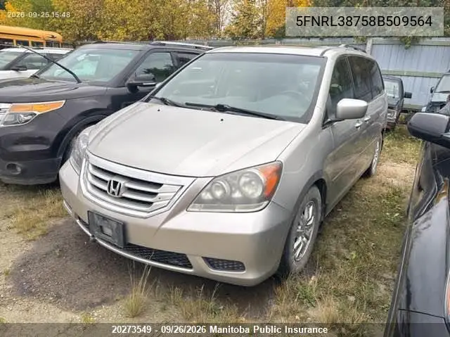 2008 HONDA ODYSSEY VIN 5FNRL38758B509564 — фото 2