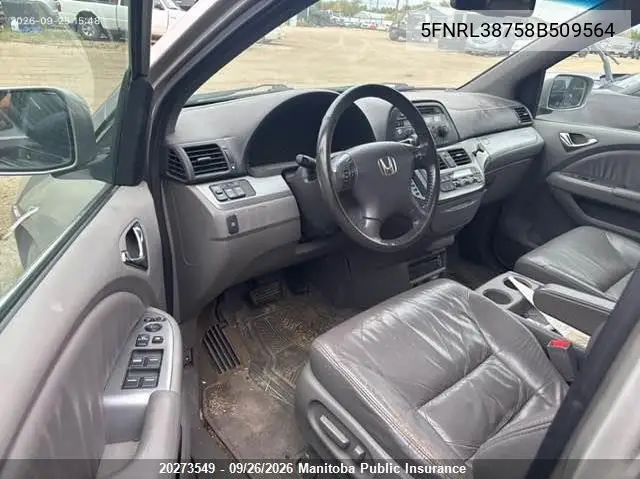2008 HONDA ODYSSEY VIN 5FNRL38758B509564 — фото 5