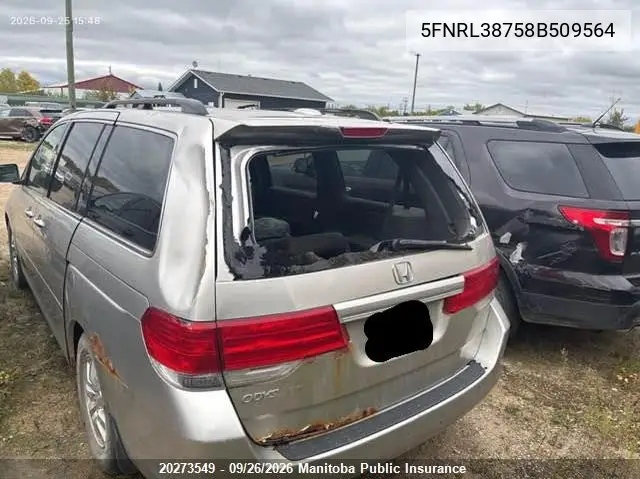 2008 HONDA ODYSSEY VIN 5FNRL38758B509564 — фото 6
