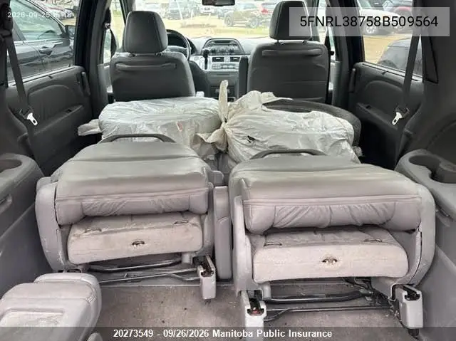 2008 HONDA ODYSSEY VIN 5FNRL38758B509564 — фото 8