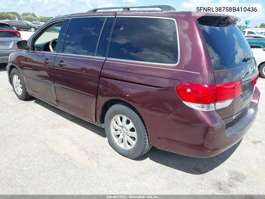 2008 HONDA ODYSSEY VIN 5FNRL38758B410436 — фото 3