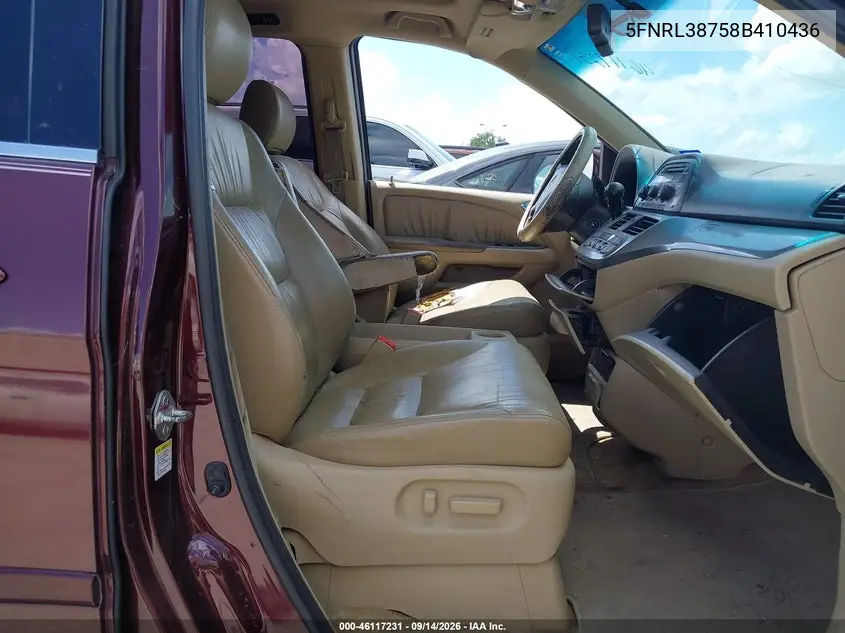 2008 HONDA ODYSSEY VIN 5FNRL38758B410436 — фото 5