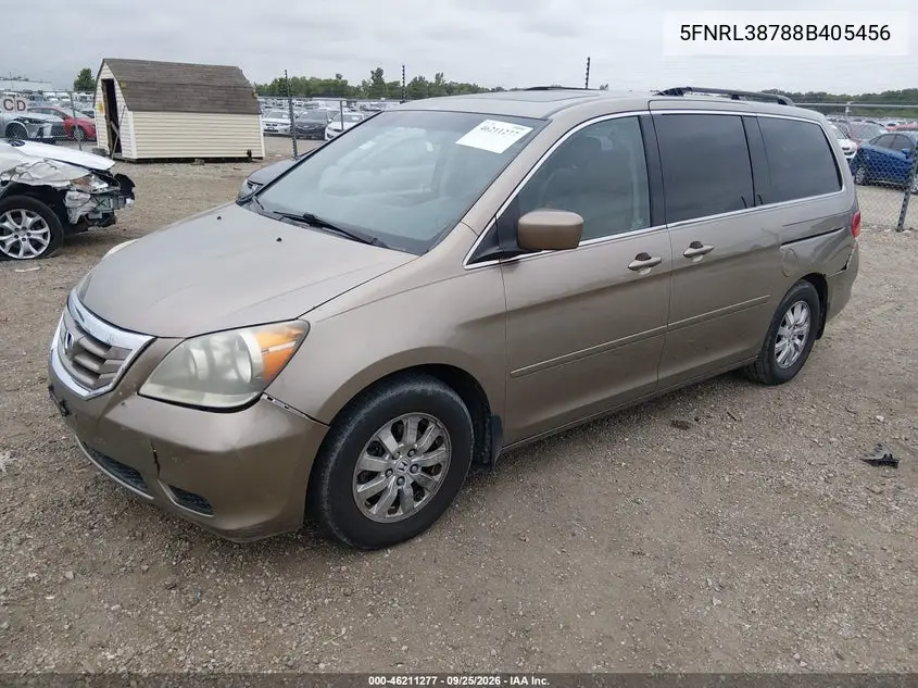 2008 HONDA ODYSSEY VIN 5FNRL38788B405456 — фото 2