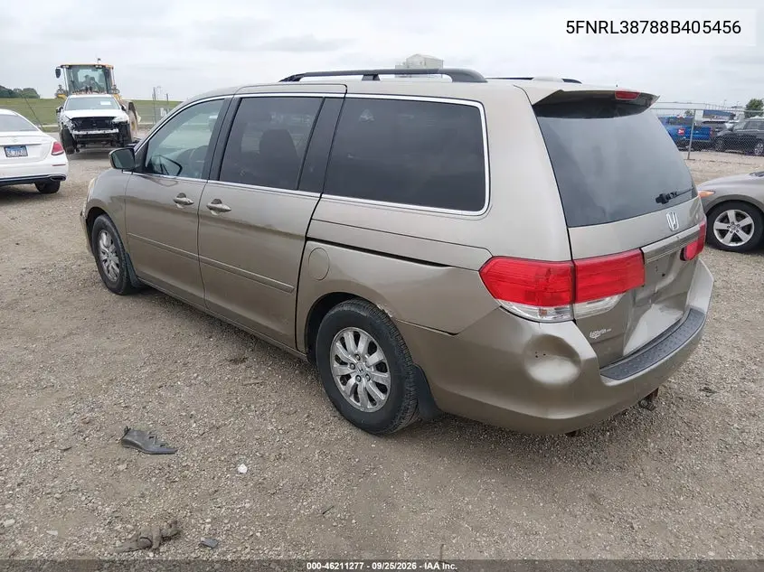 2008 HONDA ODYSSEY VIN 5FNRL38788B405456 — фото 3