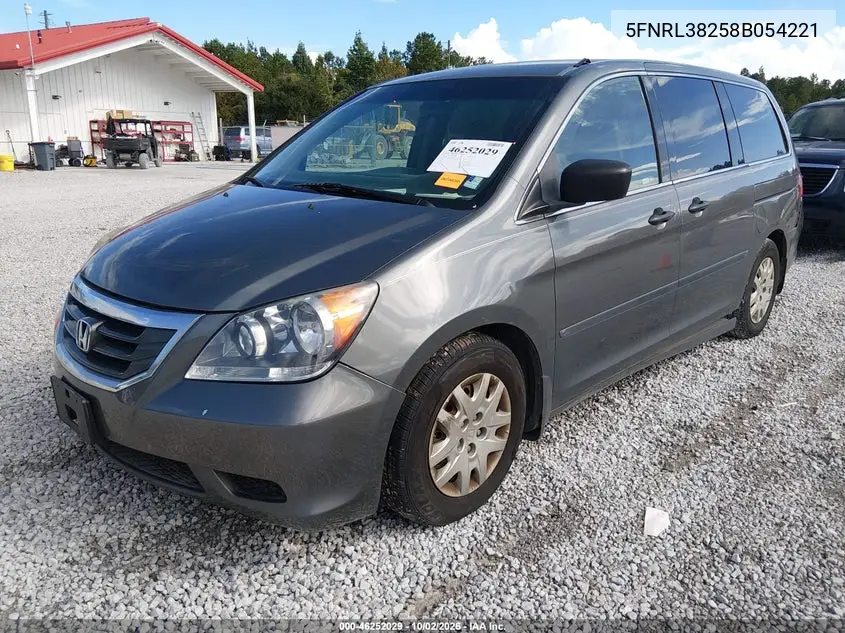 2008 HONDA ODYSSEY VIN 5FNRL38258B054221 — фото 2