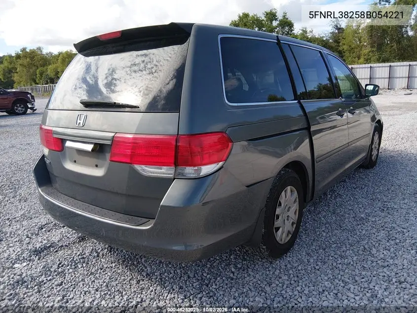 2008 HONDA ODYSSEY VIN 5FNRL38258B054221 — фото 4