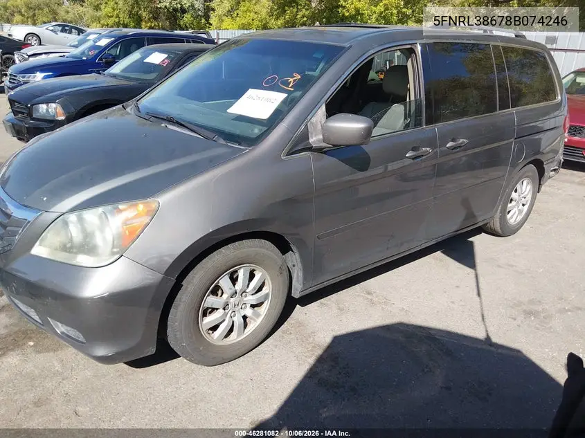 2008 HONDA ODYSSEY VIN 5FNRL38678B074246 — фото 2