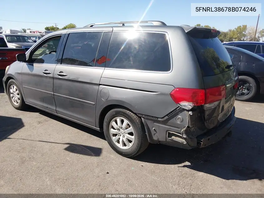 2008 HONDA ODYSSEY VIN 5FNRL38678B074246 — фото 3