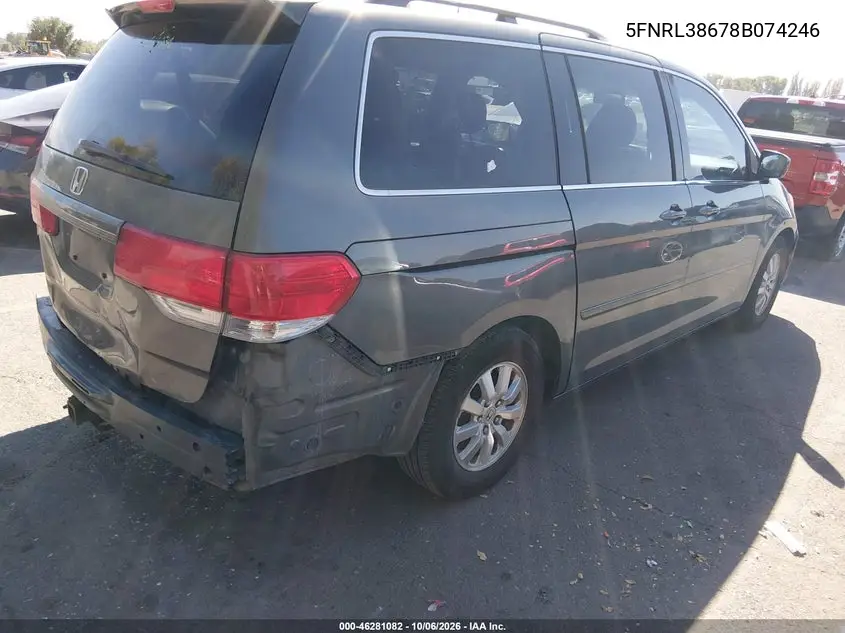 2008 HONDA ODYSSEY VIN 5FNRL38678B074246 — фото 4
