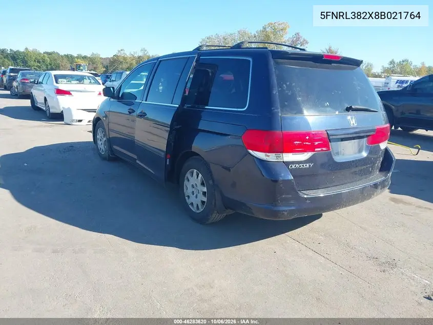 2008 HONDA ODYSSEY VIN 5FNRL382X8B021764 — фото 3