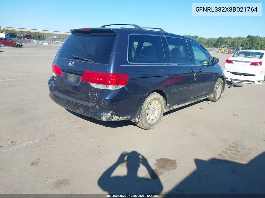 2008 HONDA ODYSSEY VIN 5FNRL382X8B021764 — фото 4