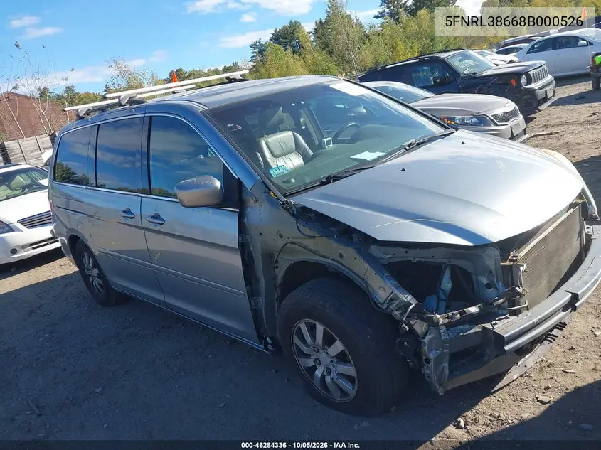 HONDA ODYSSEY 2008, VIN 5FNRL38668B000526