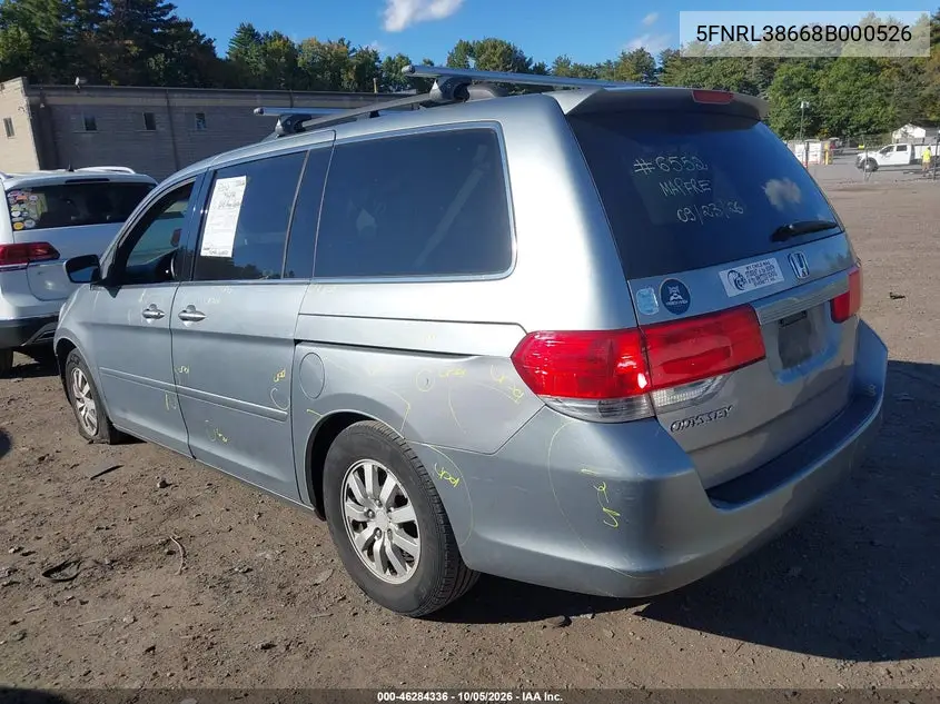 2008 HONDA ODYSSEY VIN 5FNRL38668B000526 — фото 3