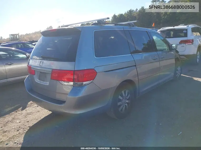 2008 HONDA ODYSSEY VIN 5FNRL38668B000526 — фото 4