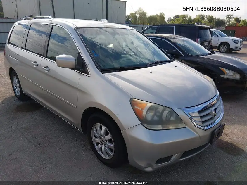 HONDA ODYSSEY 2008, VIN 5FNRL38608B080504