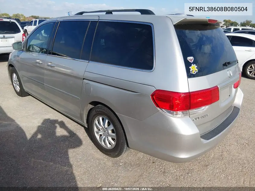 2008 HONDA ODYSSEY VIN 5FNRL38608B080504 — фото 3