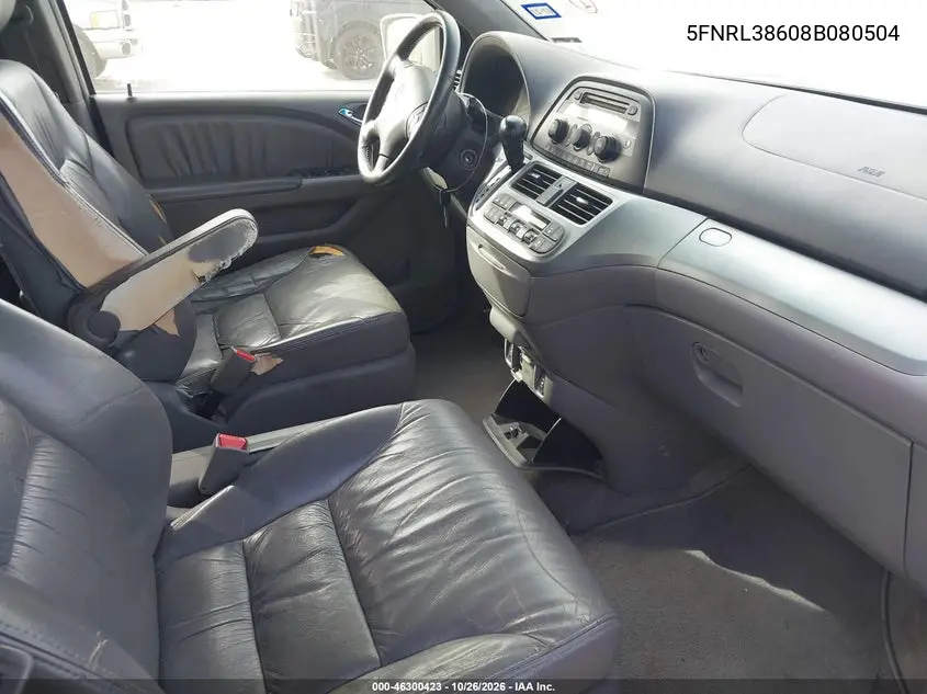 2008 HONDA ODYSSEY VIN 5FNRL38608B080504 — фото 5