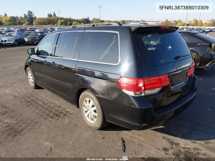 2008 HONDA ODYSSEY VIN 5FNRL38738B010309 — фото 3