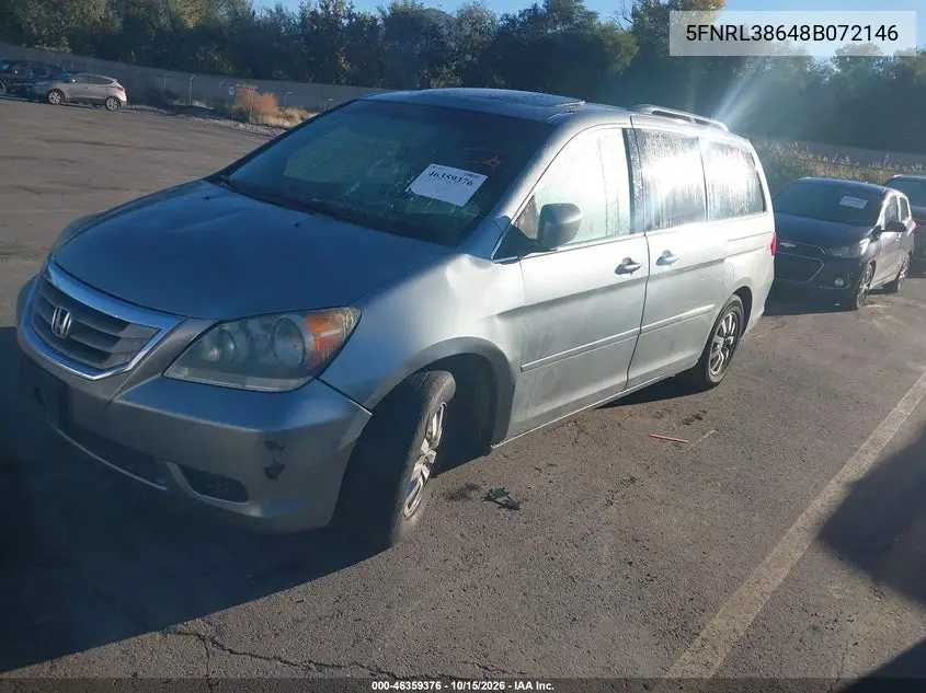 2008 HONDA ODYSSEY VIN 5FNRL38648B072146 — фото 2
