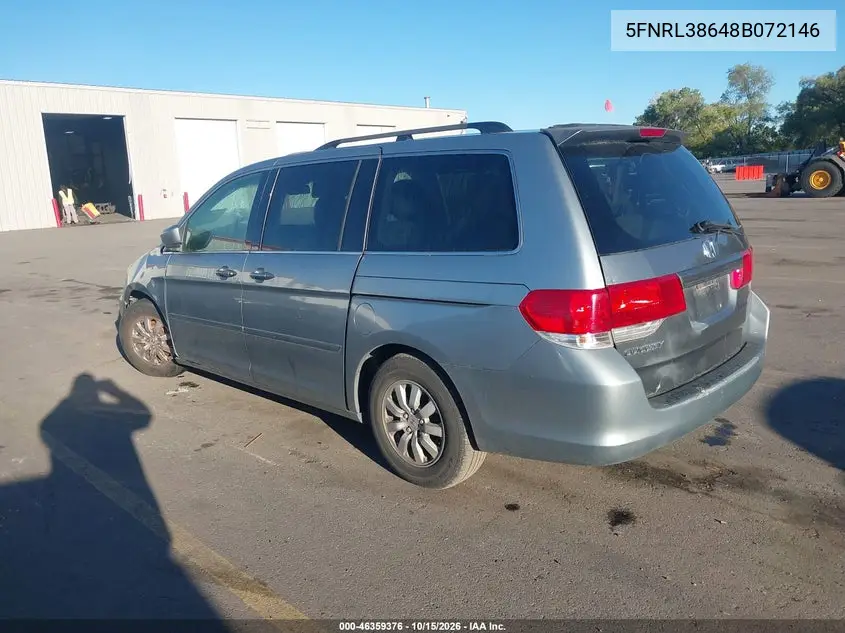 2008 HONDA ODYSSEY VIN 5FNRL38648B072146 — фото 3