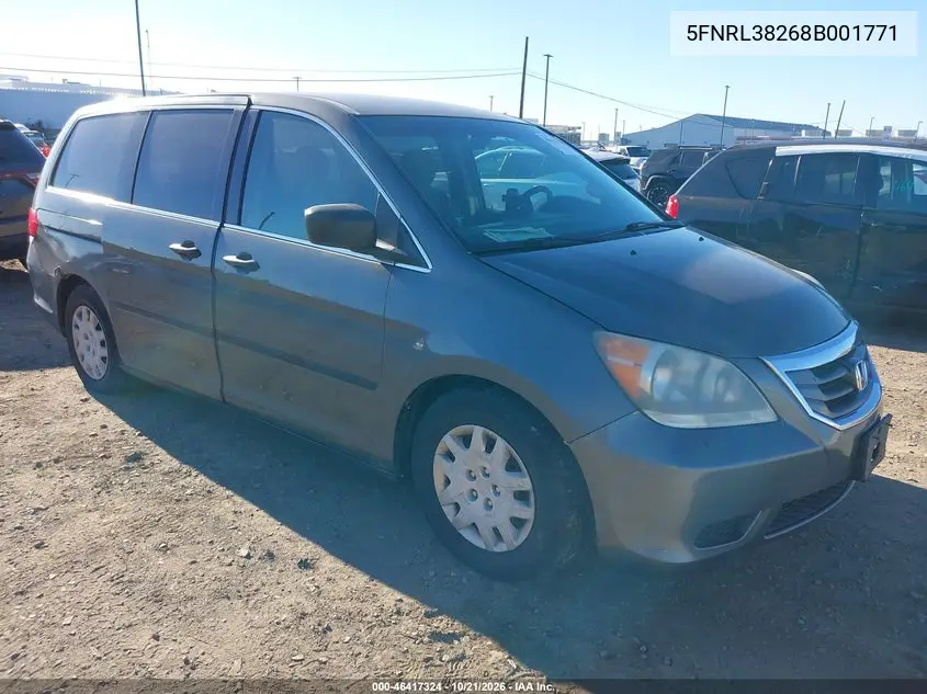HONDA ODYSSEY 2008, VIN 5FNRL38268B001771