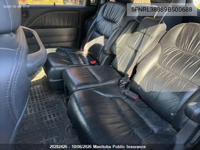 2009 HONDA ODYSSEY VIN 5FNRL38889B500688 — фото 8