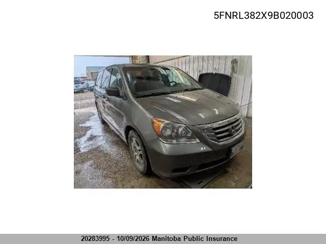 HONDA ODYSSEY 2009, VIN 5FNRL382X9B020003