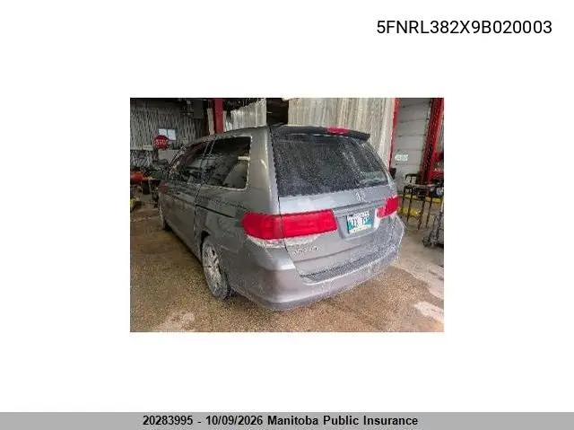 2009 HONDA ODYSSEY VIN 5FNRL382X9B020003 — фото 4