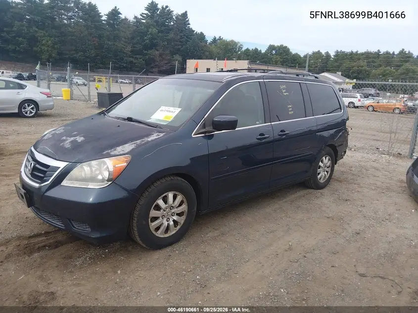 2009 HONDA ODYSSEY VIN 5FNRL38699B401666 — фото 2