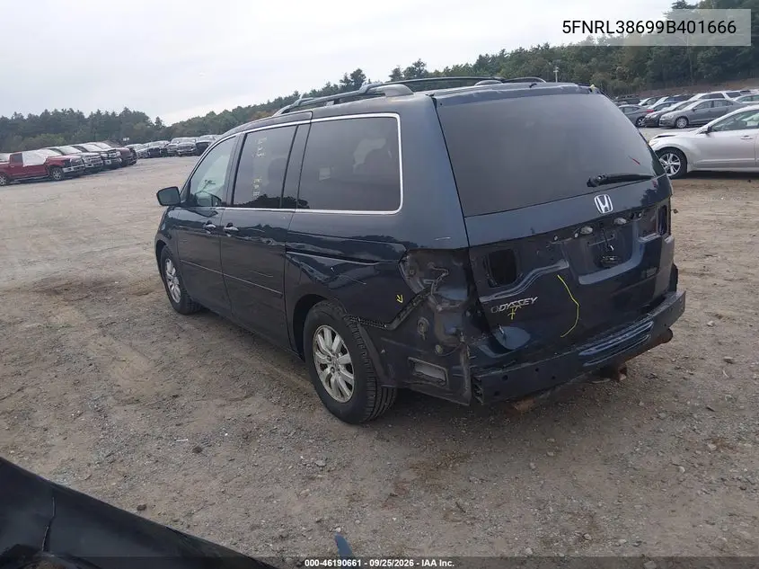 2009 HONDA ODYSSEY VIN 5FNRL38699B401666 — фото 3