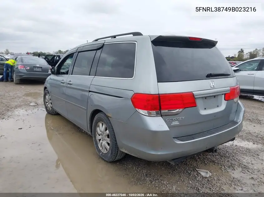 2009 HONDA ODYSSEY VIN 5FNRL38749B023216 — фото 3