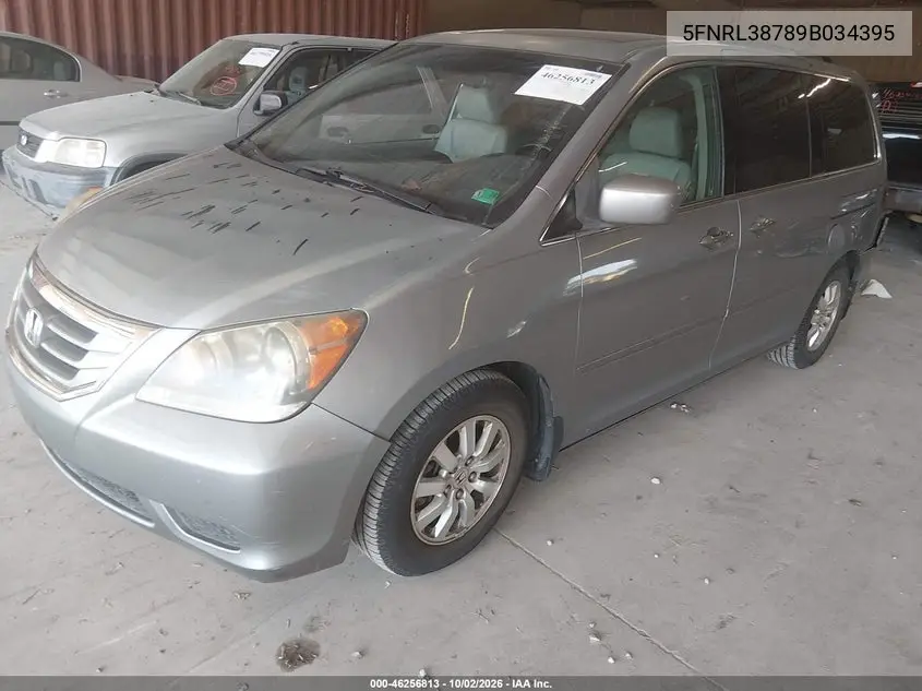 2009 HONDA ODYSSEY VIN 5FNRL38789B034395 — фото 2