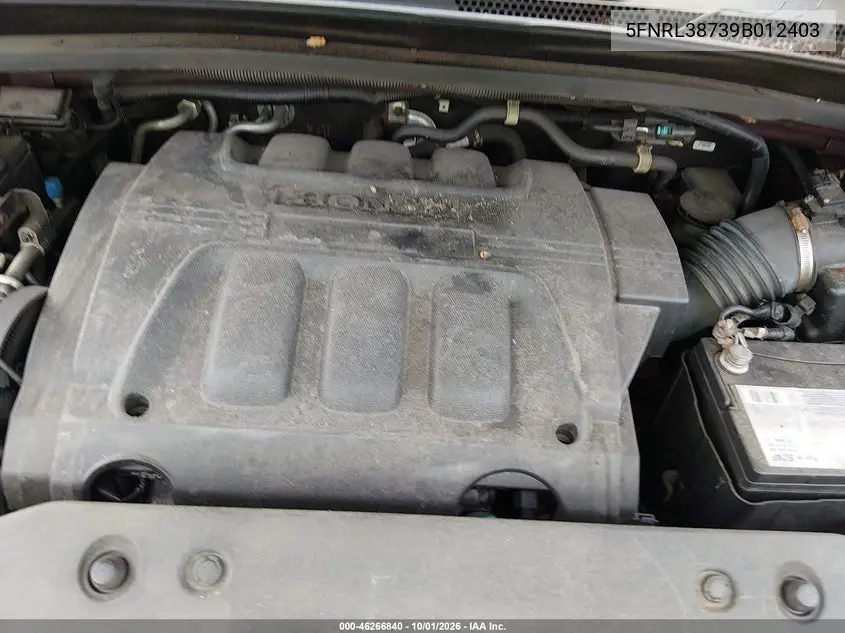 2009 HONDA ODYSSEY VIN 5FNRL38739B012403 — фото 10