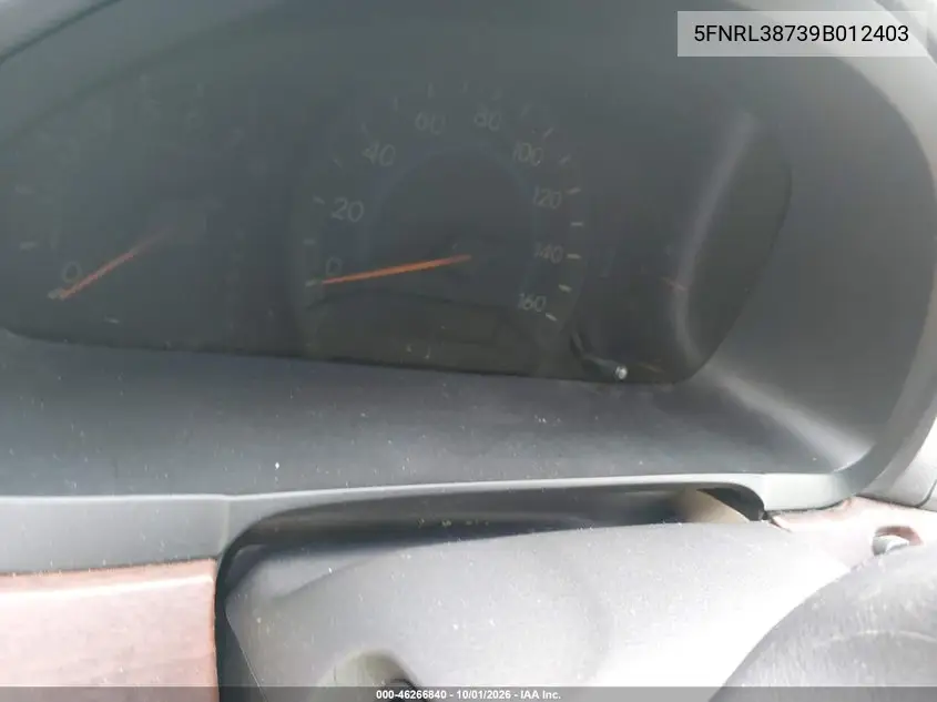 2009 HONDA ODYSSEY VIN 5FNRL38739B012403 — фото 7