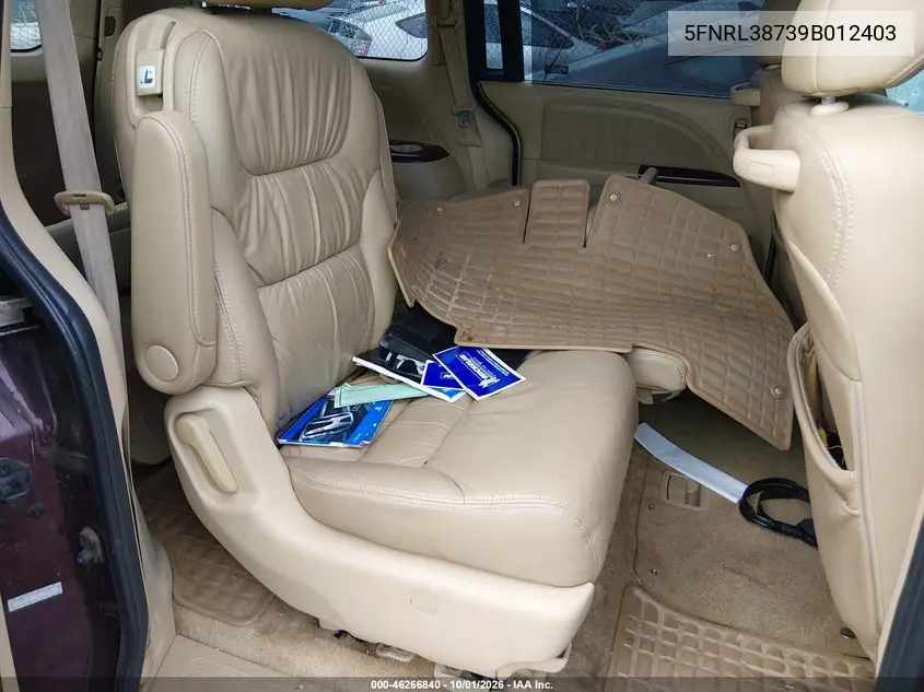 2009 HONDA ODYSSEY VIN 5FNRL38739B012403 — фото 8