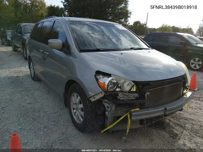 HONDA ODYSSEY 2009, VIN 5FNRL38439B018918