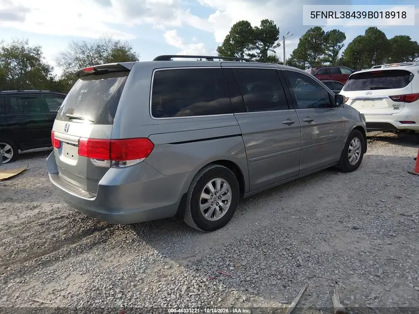 2009 HONDA ODYSSEY VIN 5FNRL38439B018918 — фото 4