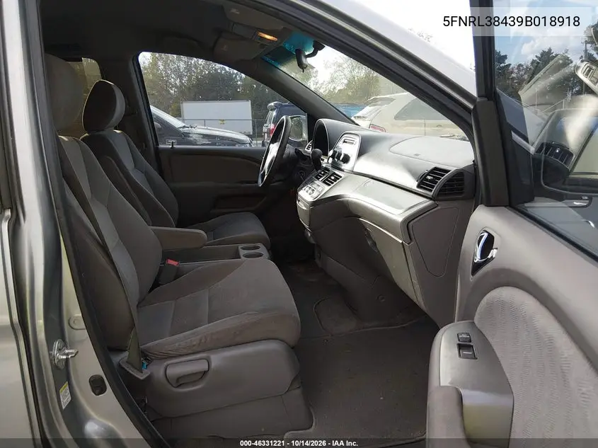 2009 HONDA ODYSSEY VIN 5FNRL38439B018918 — фото 5