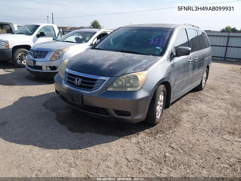 2010 HONDA ODYSSEY VIN 5FNRL3H49AB099931 — фото 2