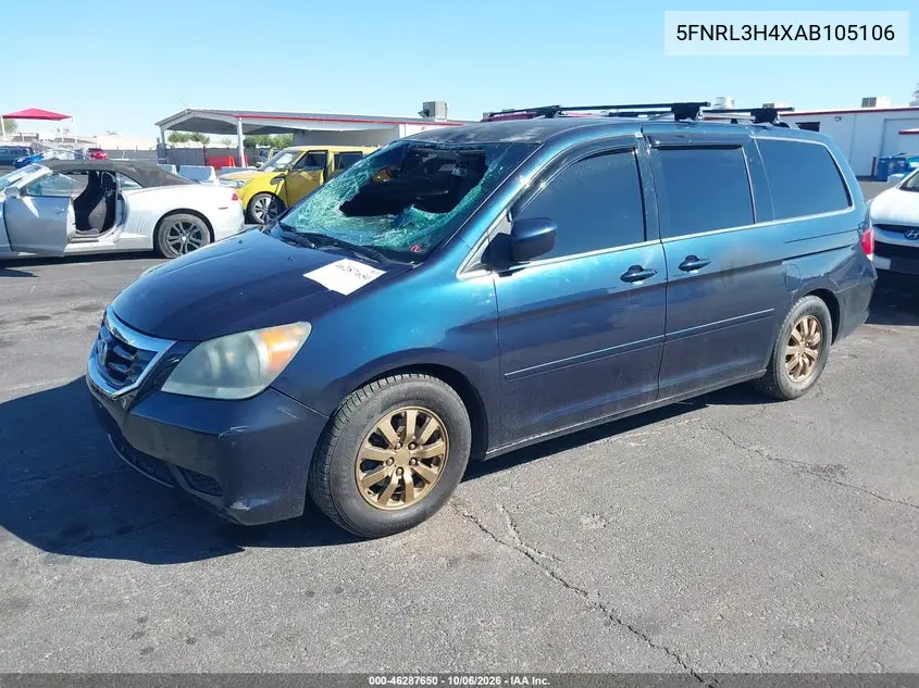 2010 HONDA ODYSSEY VIN 5FNRL3H4XAB105106 — фото 2
