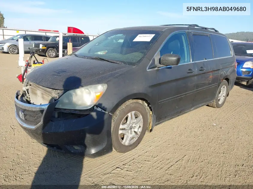 2010 HONDA ODYSSEY VIN 5FNRL3H98AB049680 — фото 2