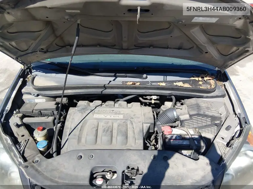 2010 HONDA ODYSSEY VIN 5FNRL3H44AB009360 — фото 10