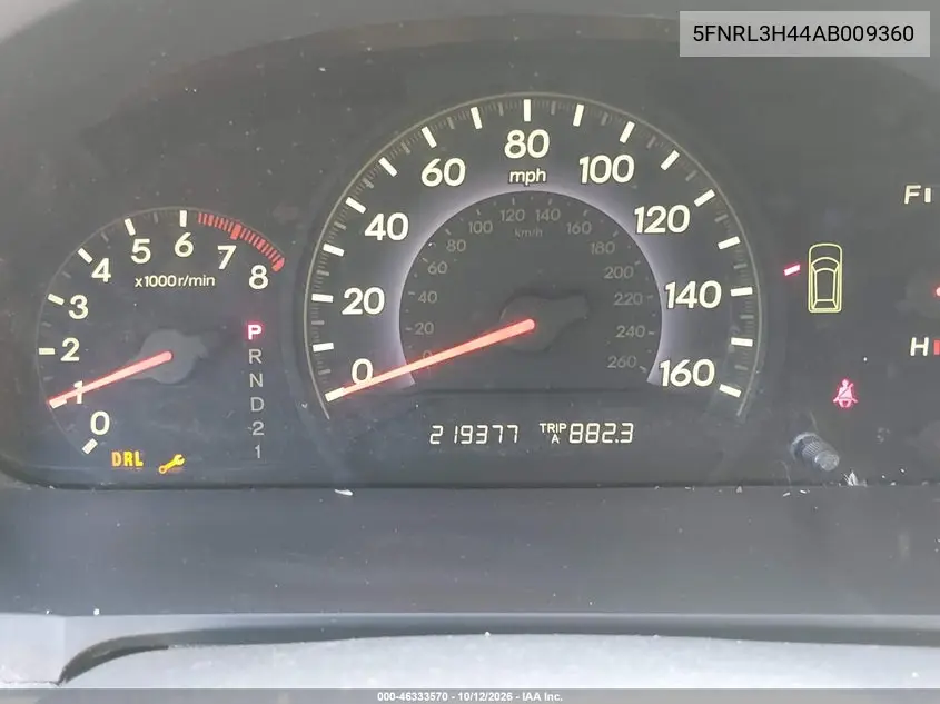 2010 HONDA ODYSSEY VIN 5FNRL3H44AB009360 — фото 7