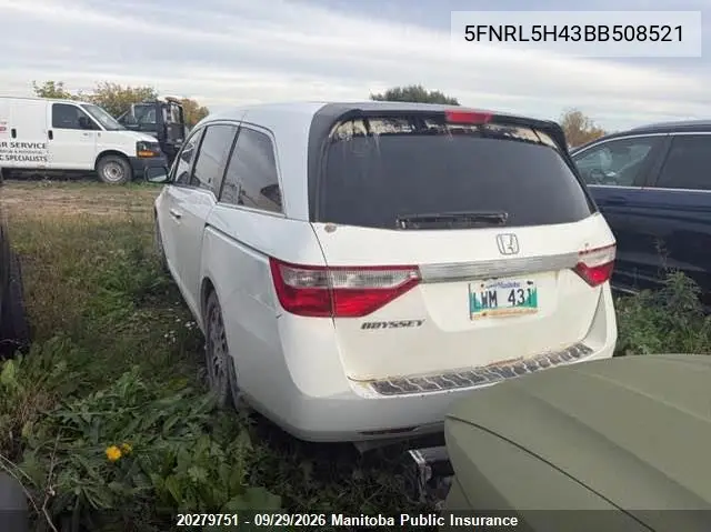 2011 HONDA ODYSSEY VIN 5FNRL5H43BB508521 — фото 4