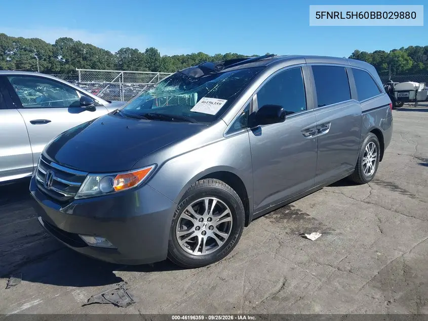 2011 HONDA ODYSSEY VIN 5FNRL5H60BB029880 — фото 2