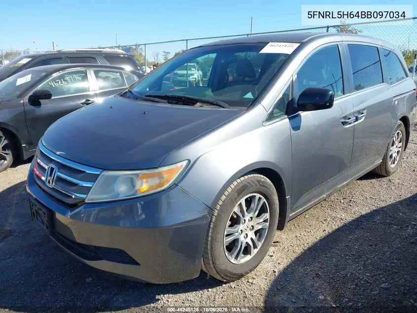2011 HONDA ODYSSEY VIN 5FNRL5H64BB097034 — фото 2
